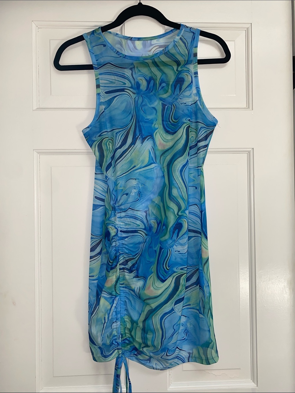 SHEIN Blue and Green Marble Tie-Hem Coverup